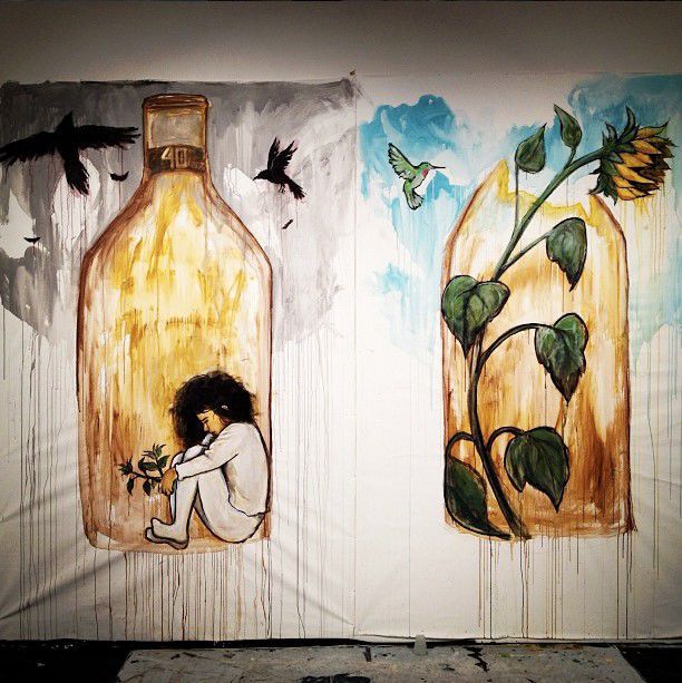 girl and bottle